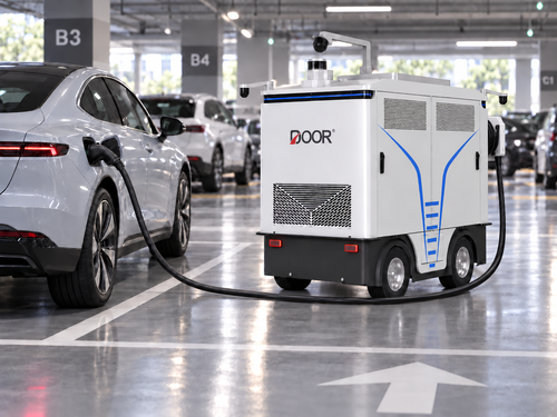 সম্পর্কে সর্বশেষ কোম্পানি খবর Reducing Deadhead Travel: How Door Energy Autonomous Mobile Charging Equipment Plans the Shortest Service Route in Parking Lots